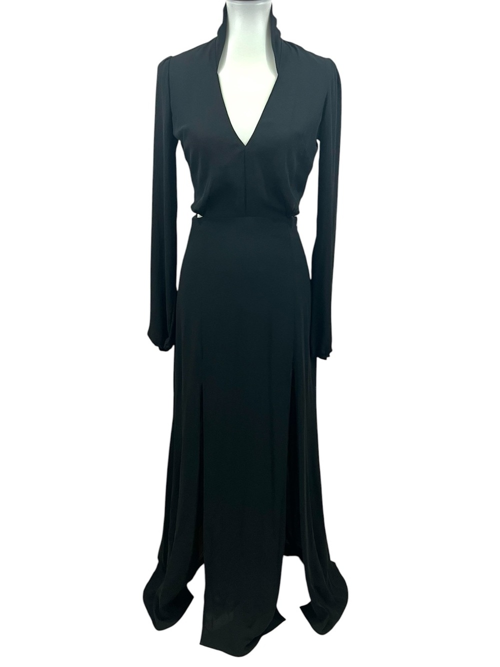 Reformation Long Puffy Sleeve Flora Back Cutout Double Slit Maxi Dress